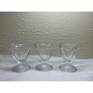Lot Of 3 Vintage Clear Glass Tulip Desert Bowls Ice Cream Sundae Cups Footed